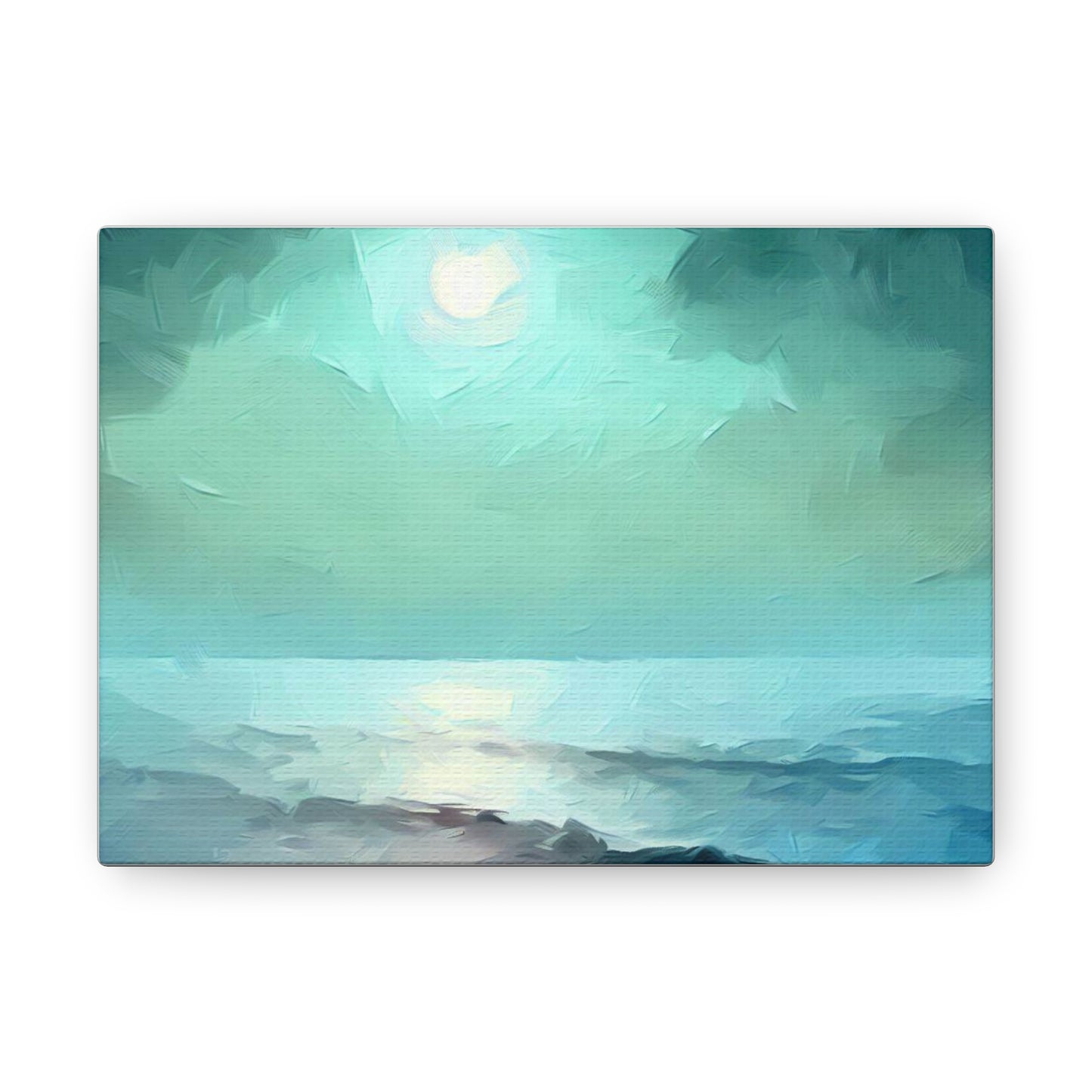 Moon wall art, Ocean wall art, ocean art, Canvas Gallery Wraps 7" x 5" Premium Gallery Wraps (1.25″)