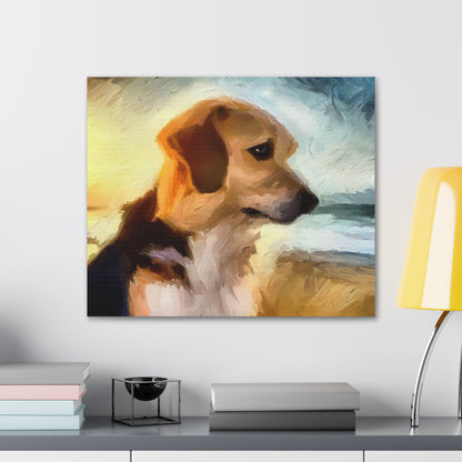 Dog wall art, beach wall art, ocean art, Canvas Gallery Wraps, Pet Beach - SaviTraviDesigns