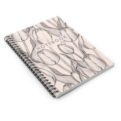 Tulip Notebook, flower Notebook, Pattern Spiral Notebook, Ruled Line, Workout Journal - SaviTraviDesigns