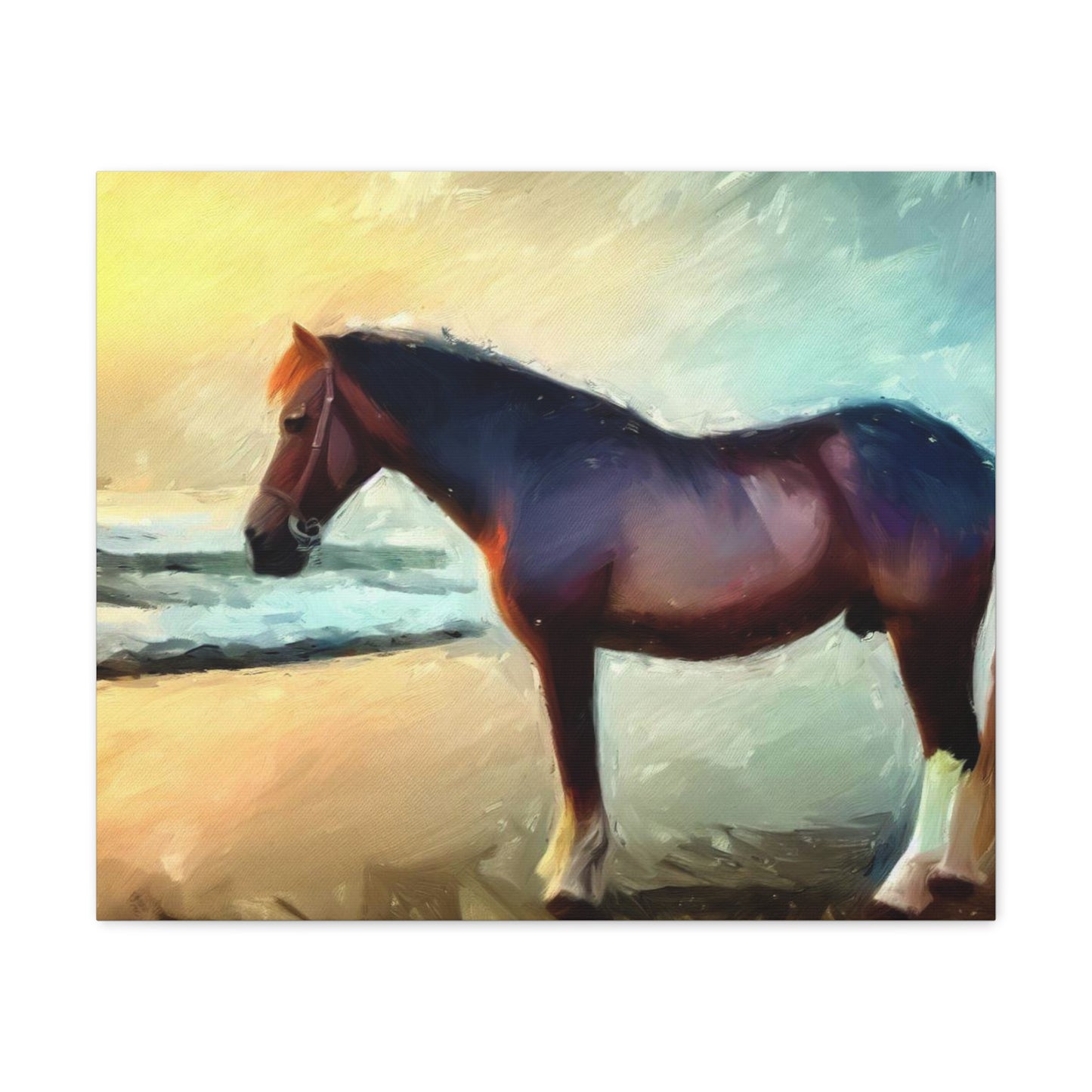 Horse wall art, Beach wall art, ocean art, Canvas Gallery Wraps, Horse Beach, Sunset Beach - SaviTraviDesigns