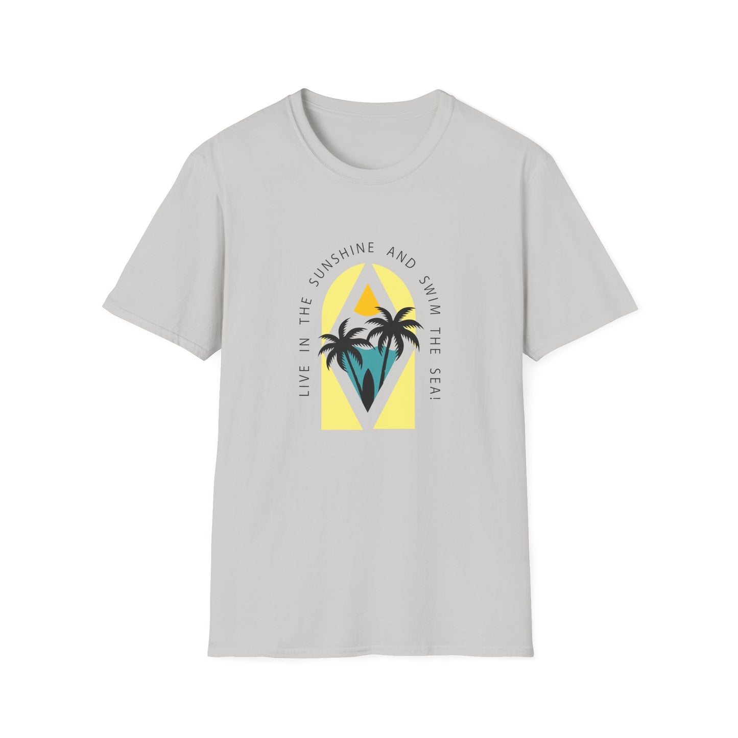 Live In The Sunshine Swim in The Sea Graphics T-Shirt Ice Grey