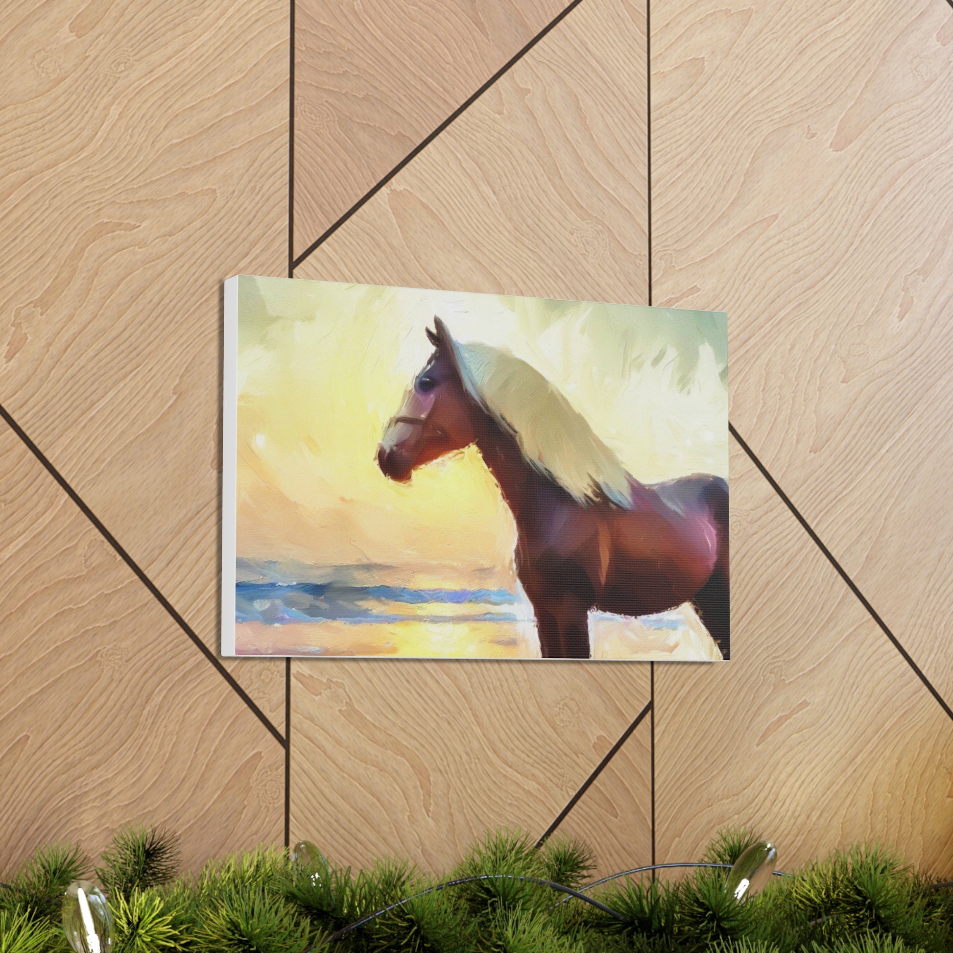 Horse wall art, beach wall art, ocean art, Canvas Gallery Wraps, Horse Beach, Sunset Beach - SaviTraviDesigns