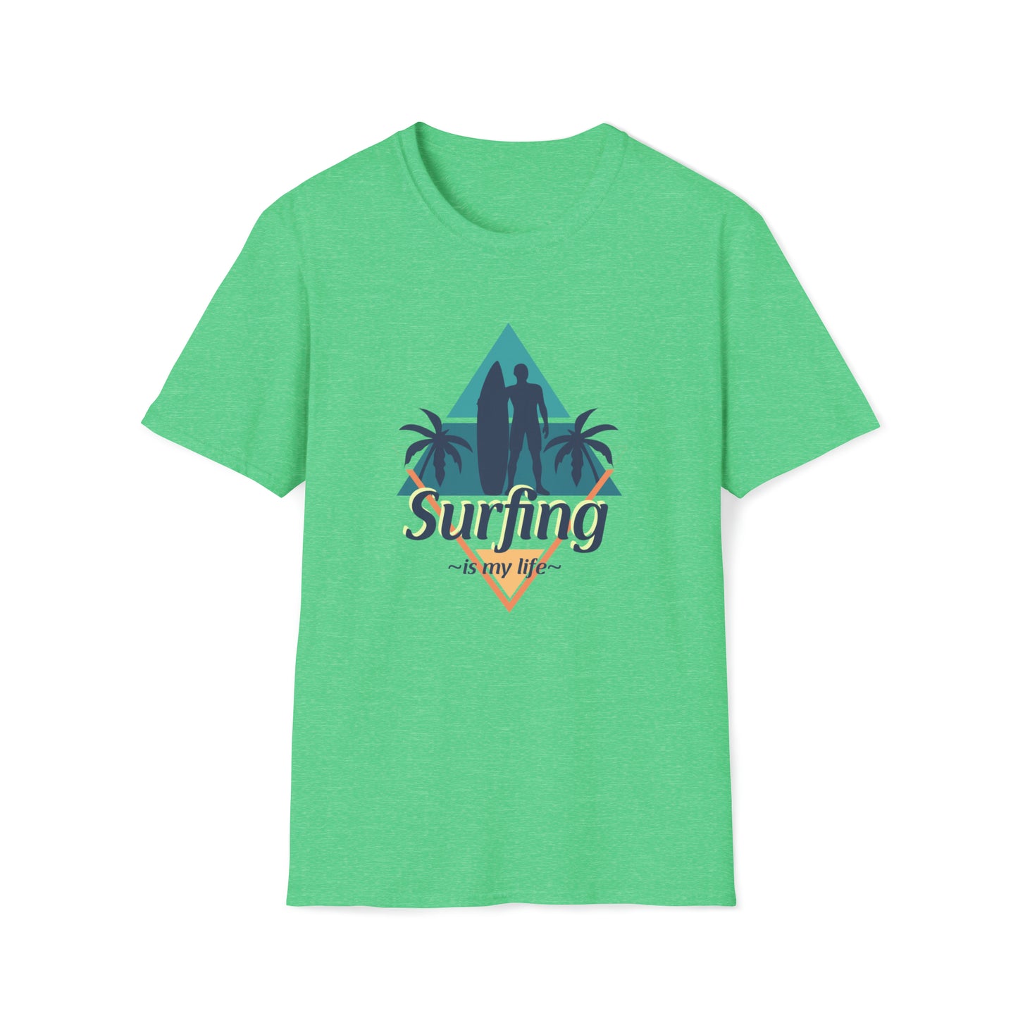 Surfing Is My Life |Beach Lifestyle Shirts | Summer Vibe Apparel Heather Irish Green