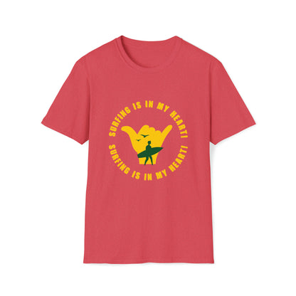 Surfing Is My Heart |Beach Lifestyle Shirts | Summer Vibe Apparel Heather Red