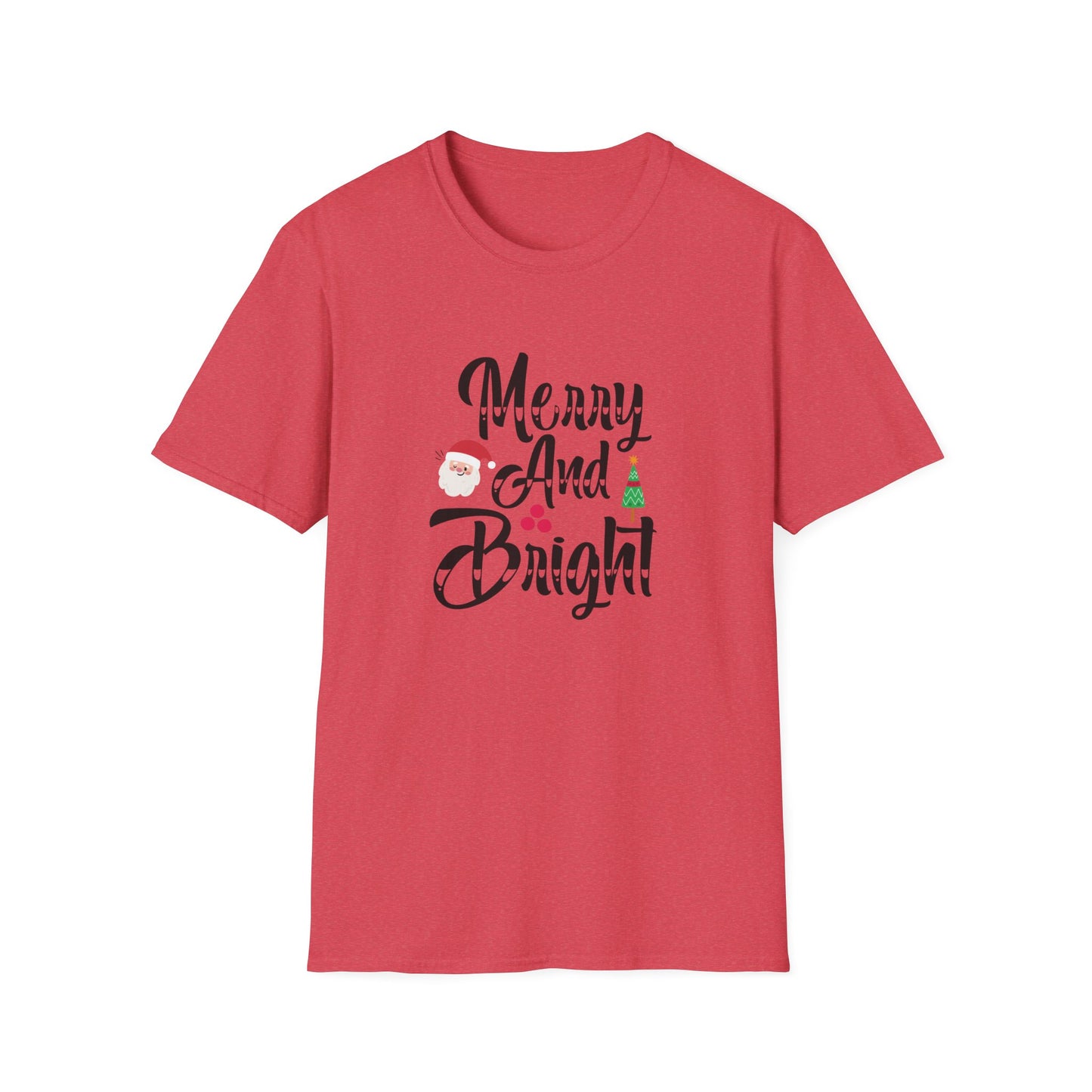 Merry And Bright Christmas Graphic Shirt Heather Red