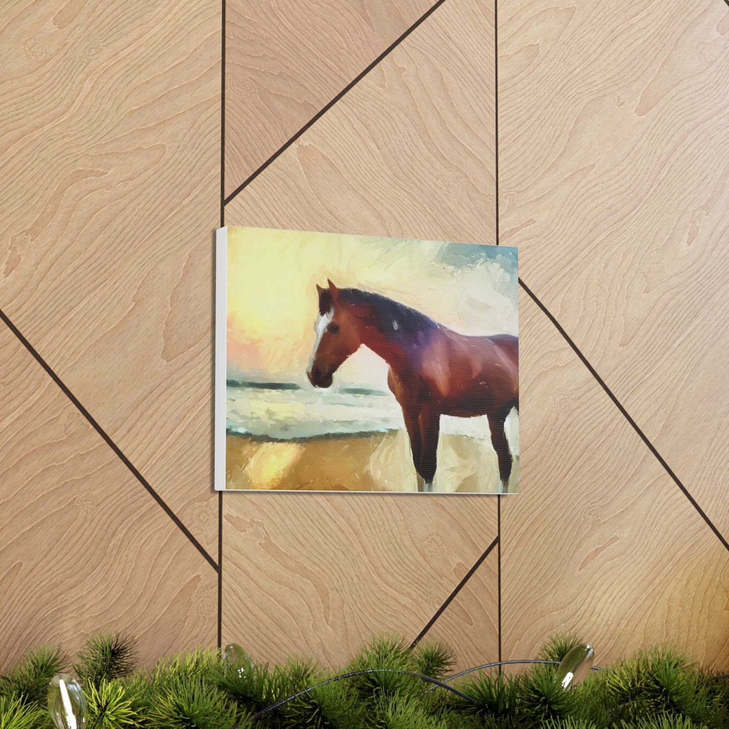 Horse wall art, beach wall art, ocean art, Canvas Gallery Wraps, Horse Beach, Sunset Beach - SaviTraviDesigns