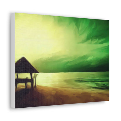 Green Sunset, Beach art, ocean art, beach wall art, Canvas Gallery Wraps