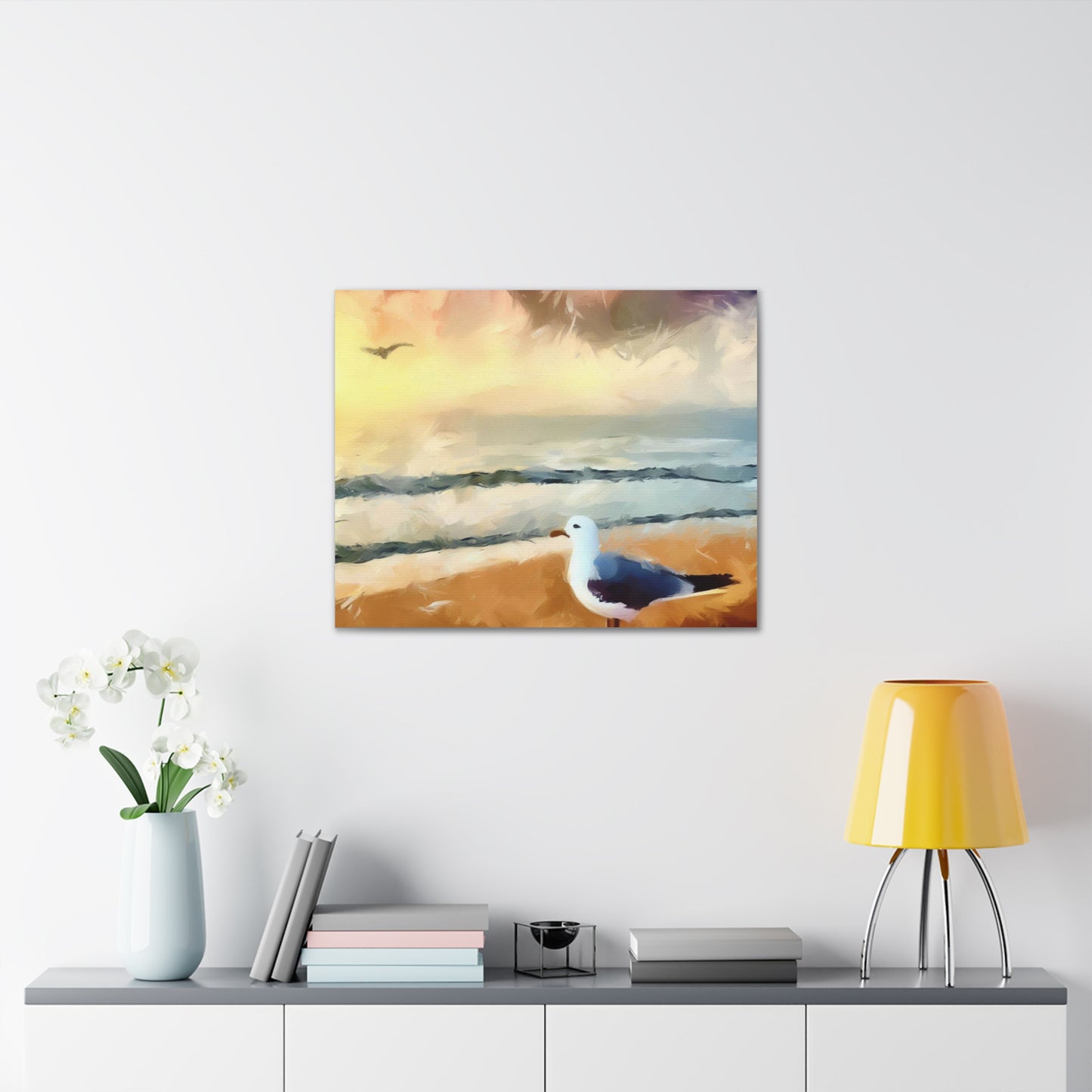 Seagull Painting, Beach wall art, Ocean Wall Art, Canvas Gallery Wraps