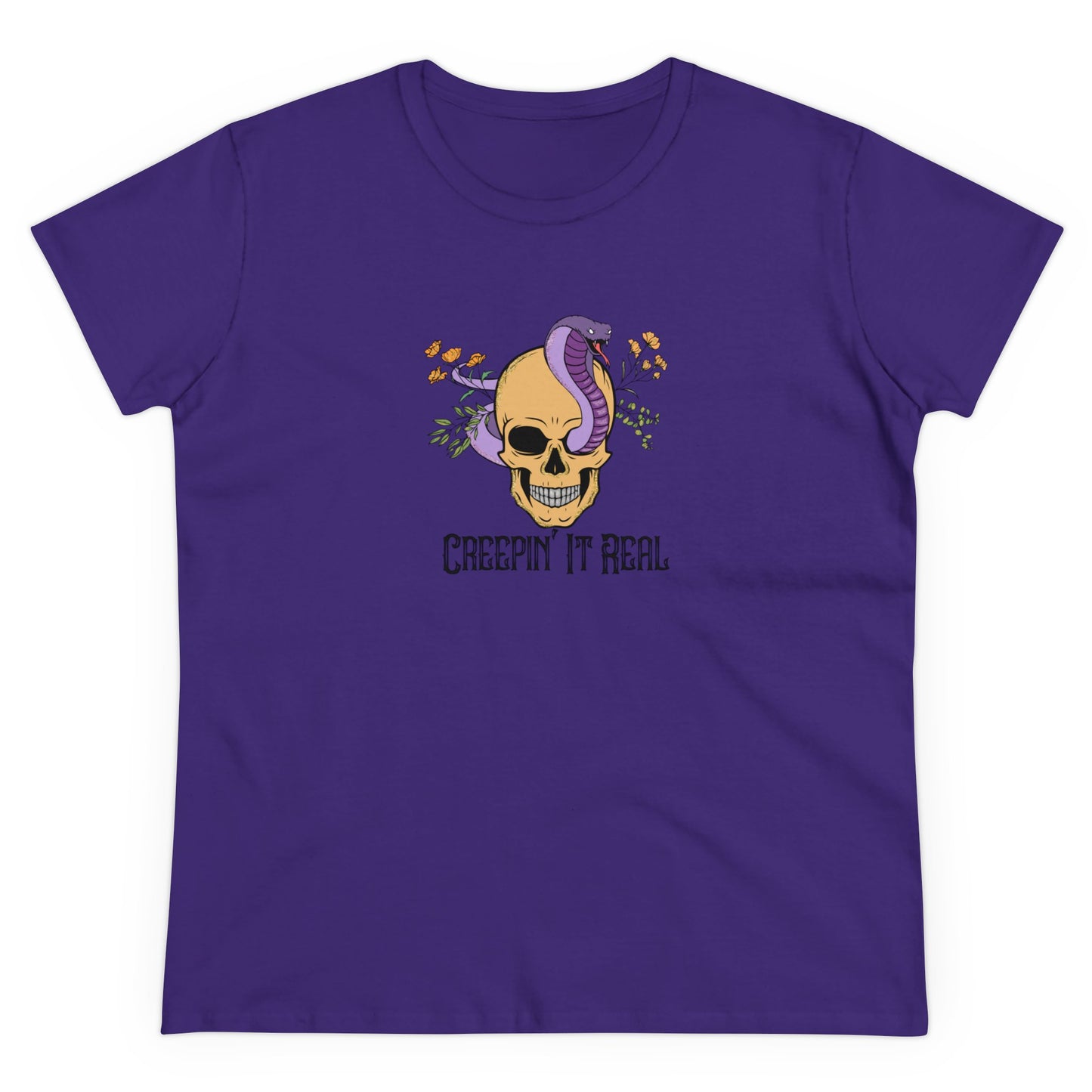 Creepin' it Real, Halloween Graphic Shirts, Spooky Halloween Shirts, Scary Halloween Shirt Designs, Cute Halloween Graphic Tees, Funny Halloween Shirt Ideas Purple