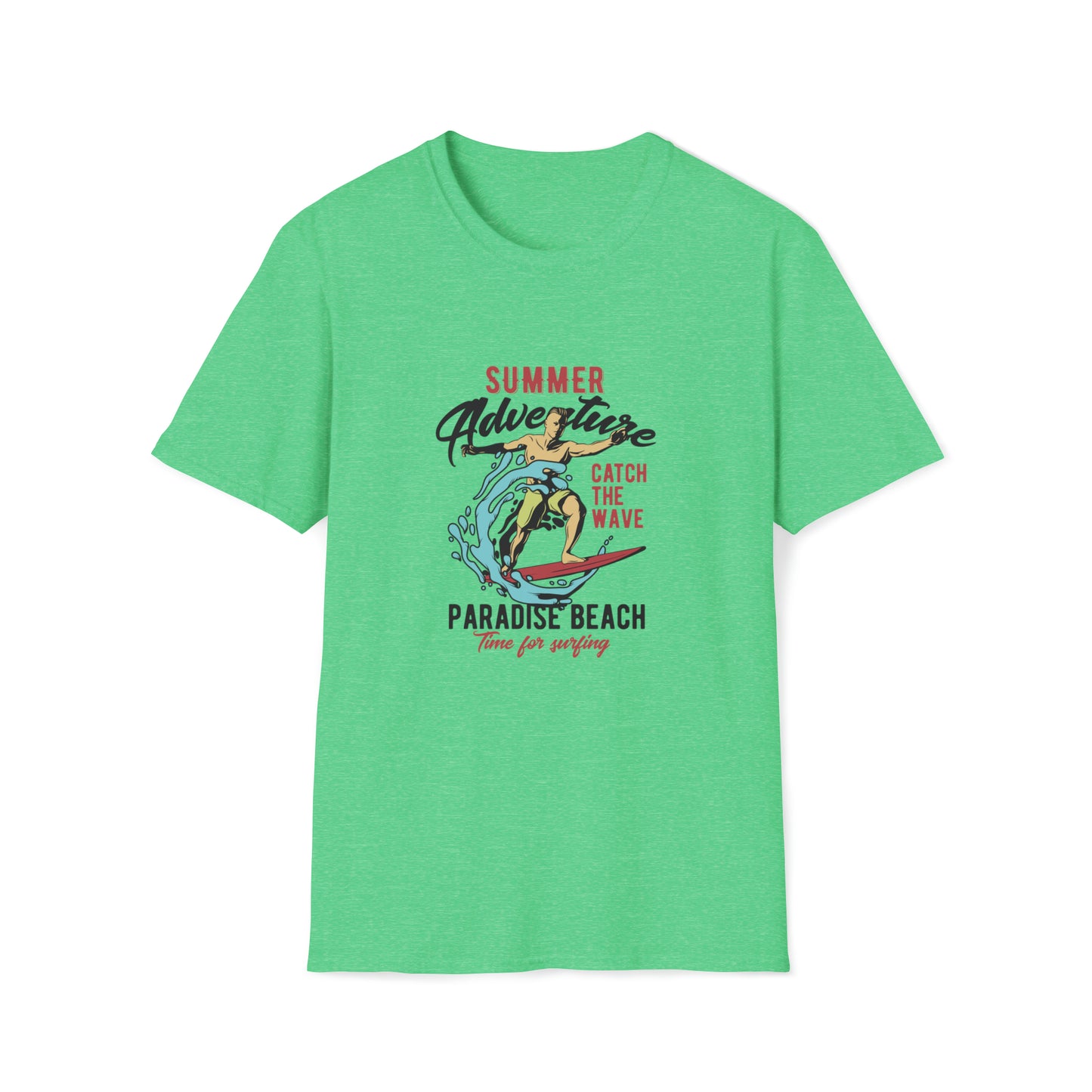 Summer Adventure Paradise Beach |Beach Lifestyle Shirts | Summer Vibe Apparel Heather Irish Green