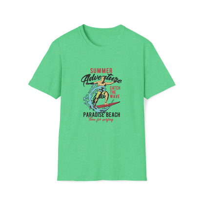 Summer Adventure Paradise Beach |Beach Lifestyle Shirts | Summer Vibe Apparel Heather Irish Green