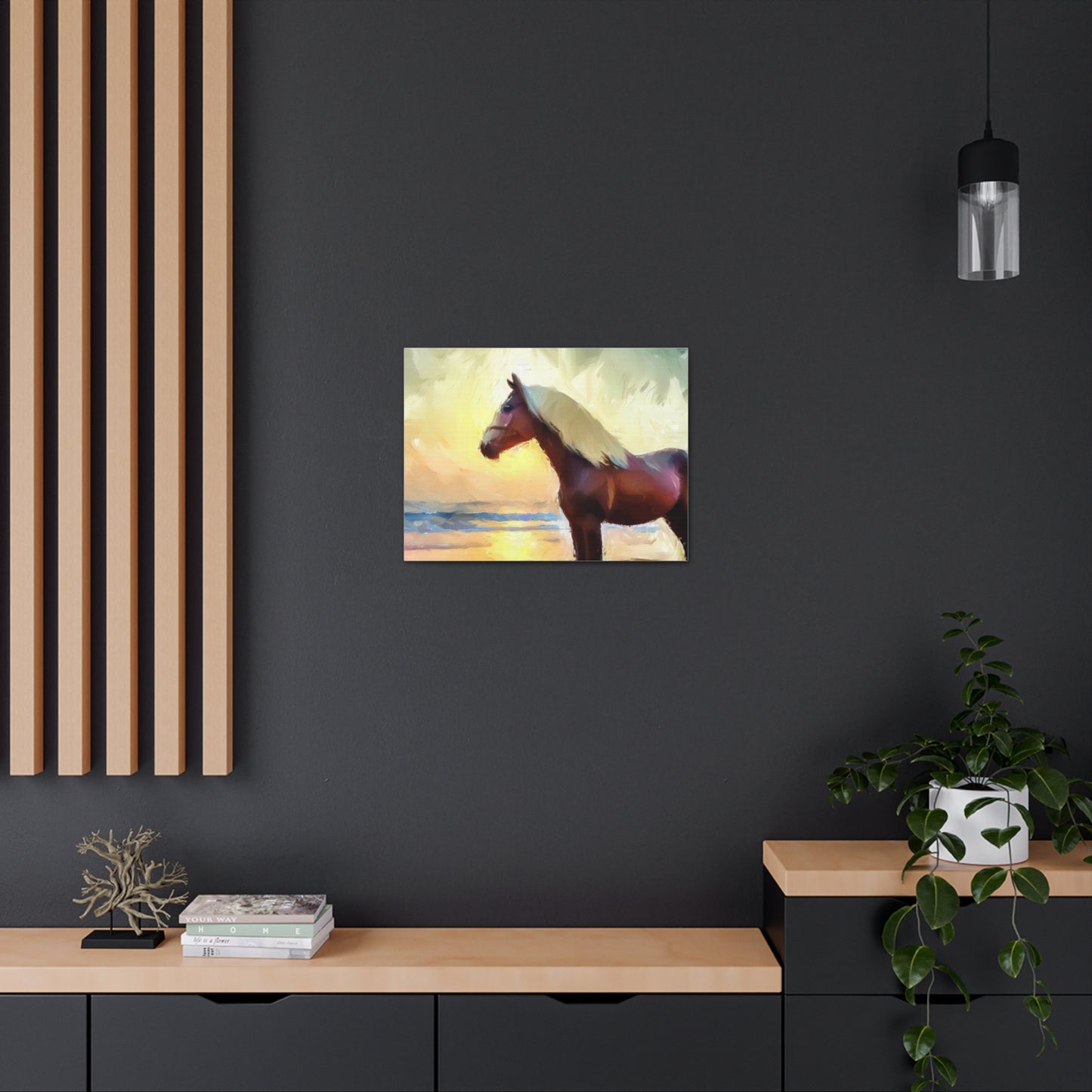 Horse wall art, beach wall art, ocean art, Canvas Gallery Wraps, Horse Beach, Sunset Beach - SaviTraviDesigns