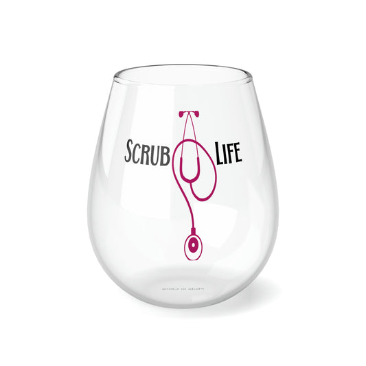 Scrub Life,  Wine Lover Stemless, Unique Stemless Wine Glass, Trendy Wine Glass, Wine Glass Gift Ideas, Designer Stemless - SaviTraviDesigns