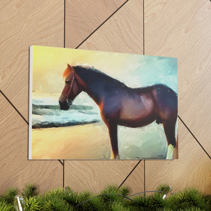 Horse wall art, Beach wall art, ocean art, Canvas Gallery Wraps, Horse Beach, Sunset Beach - SaviTraviDesigns