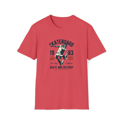 Skateboard Skate and Destroy |Beach Lifestyle Shirts | Summer Vibe Apparel Heather Red