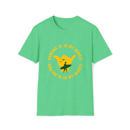 Surfing Is My Heart |Beach Lifestyle Shirts | Summer Vibe Apparel Heather Irish Green