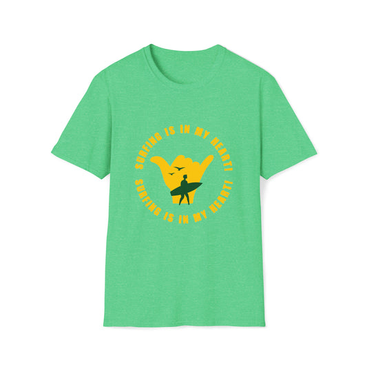 Surfing Is My Heart |Beach Lifestyle Shirts | Summer Vibe Apparel Heather Irish Green