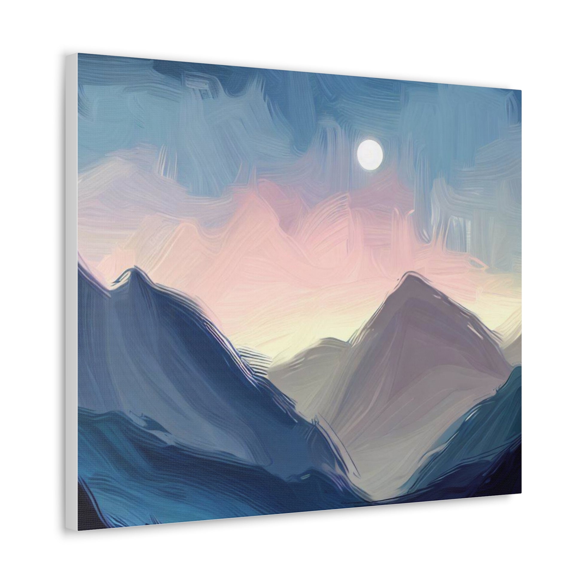 Mountain Wall Art, Moon Wall Art, Canvas Gallery Wraps, Moon Over Mountains