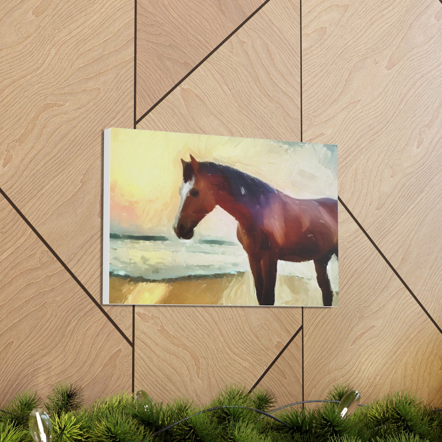 Horse wall art, beach wall art, ocean art, Canvas Gallery Wraps, Horse Beach, Sunset Beach - SaviTraviDesigns