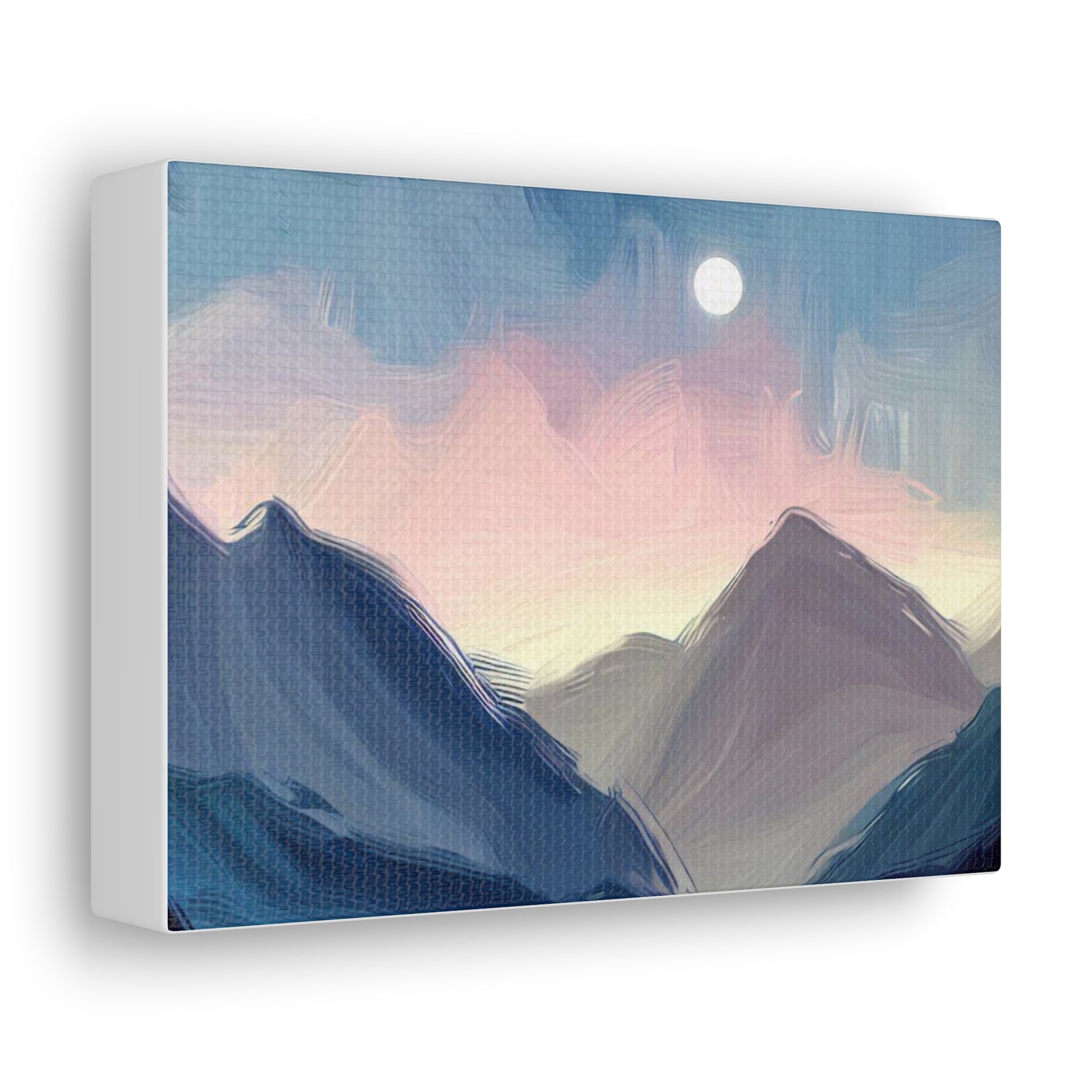 Mountain Wall Art, Moon Wall Art, Canvas Gallery Wraps, Moon Over Mountains