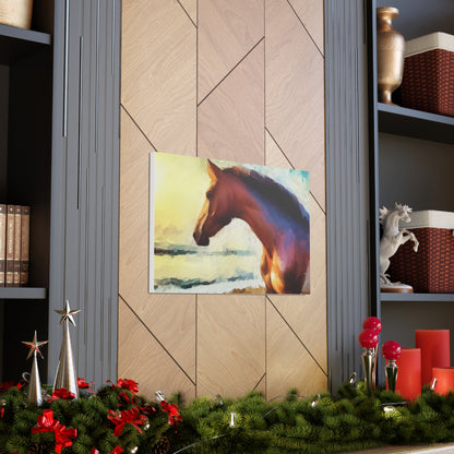 Horse wall art, beach art, ocean art, Canvas Gallery Wraps, Horse Beach, Sunset Beach - SaviTraviDesigns