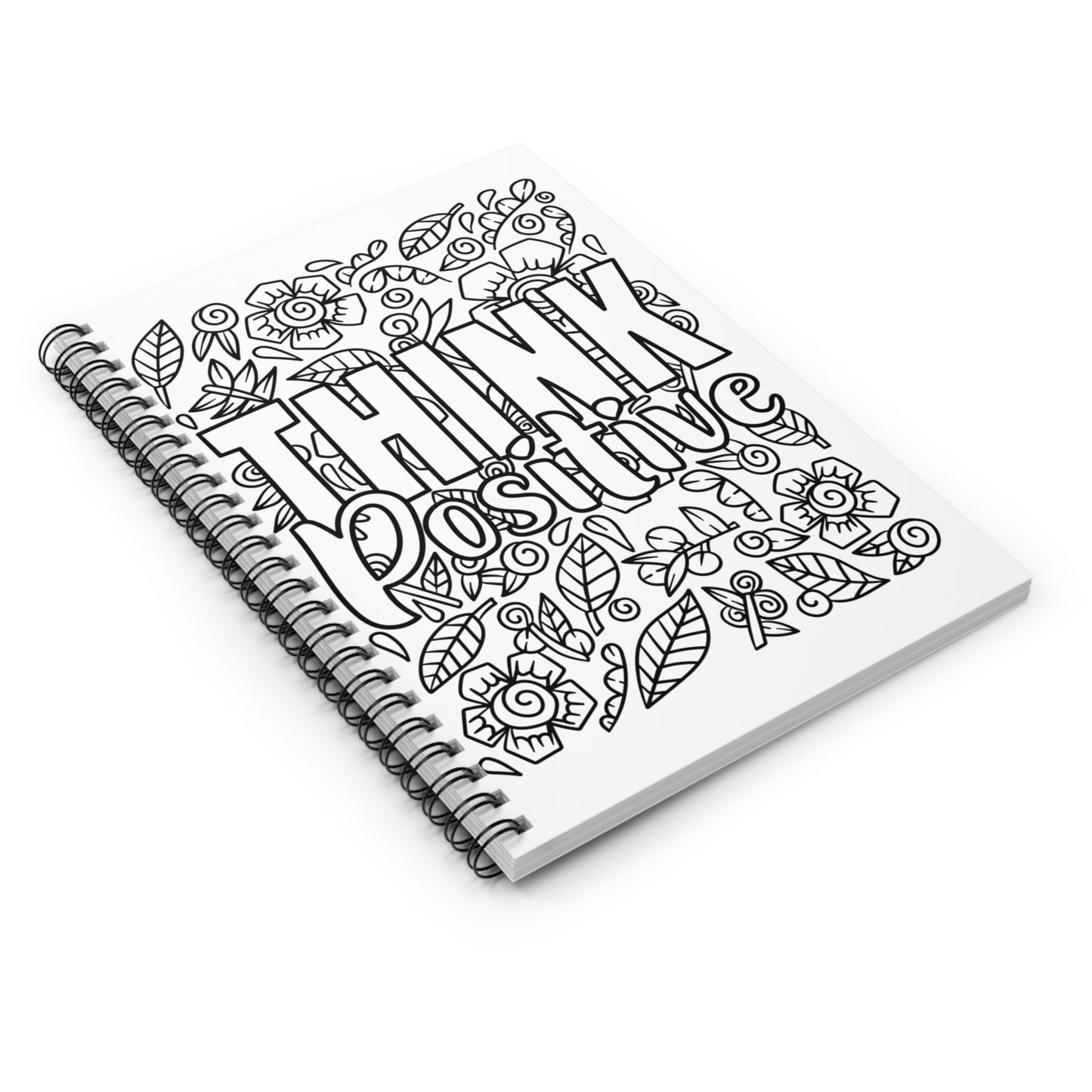 Think Positive, design notepad, Spiral Notebook, Ruled Line, Workout Journal - SaviTraviDesigns