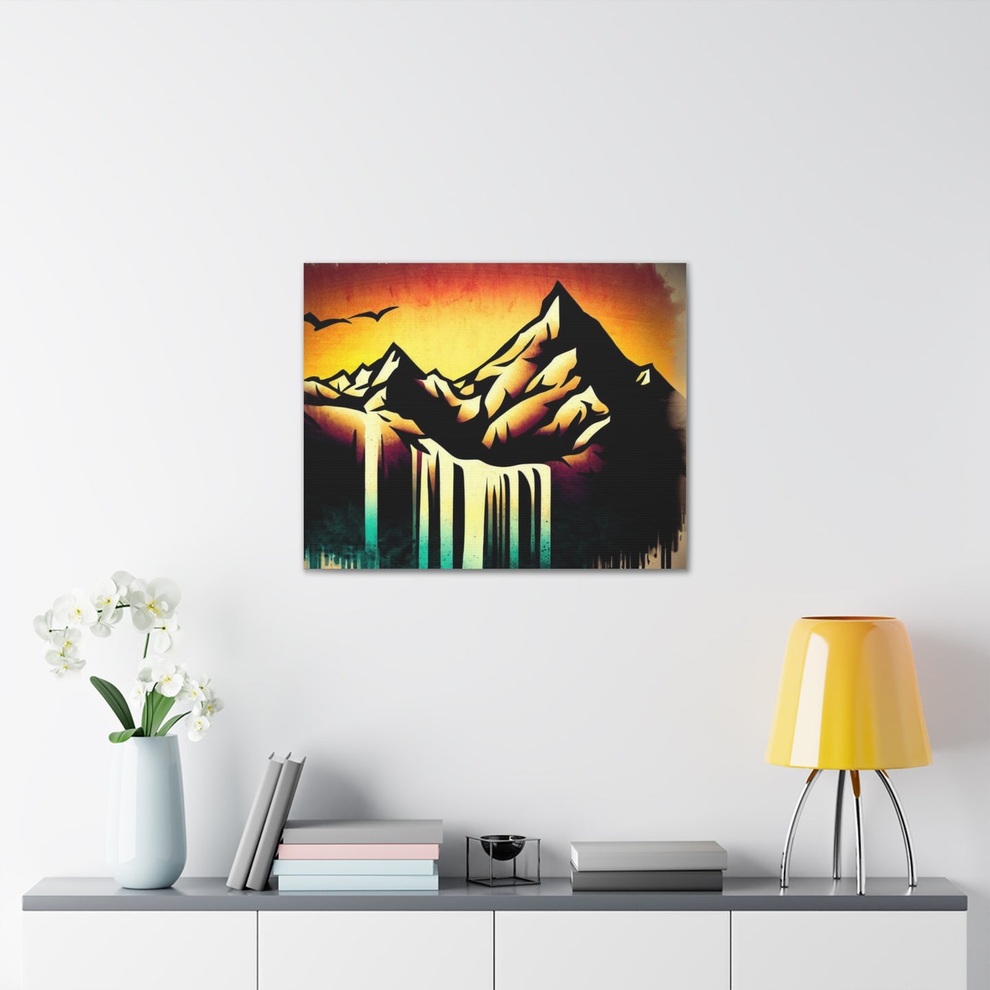 Mountain Waterfall, Graffiti art prints, Street art canvas, Urban art decor, Graffiti-style wall art, Graffiti canvas prints, Street art posters - SaviTraviDesigns