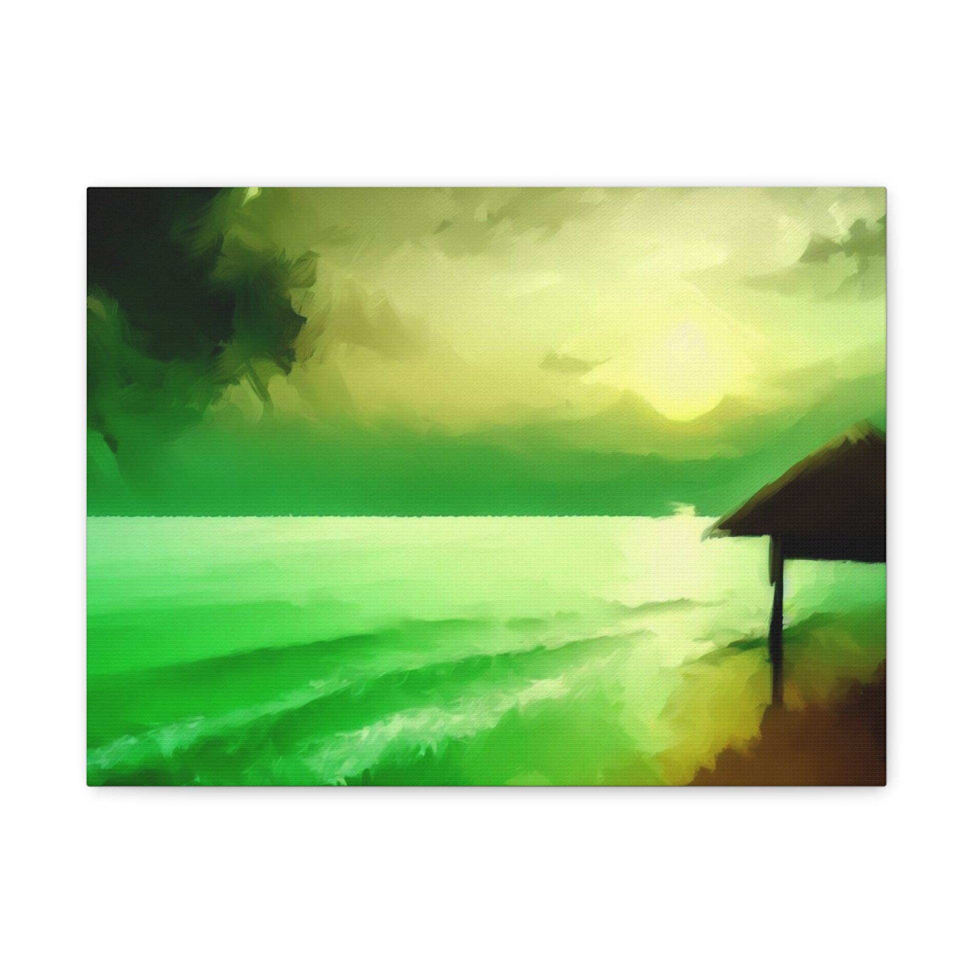 Green Flash Sunset, Beach wall art, sunset art, beach hut art, Canvas Gallery Wraps 16″ x 12″ Premium Gallery Wraps (1.25″)