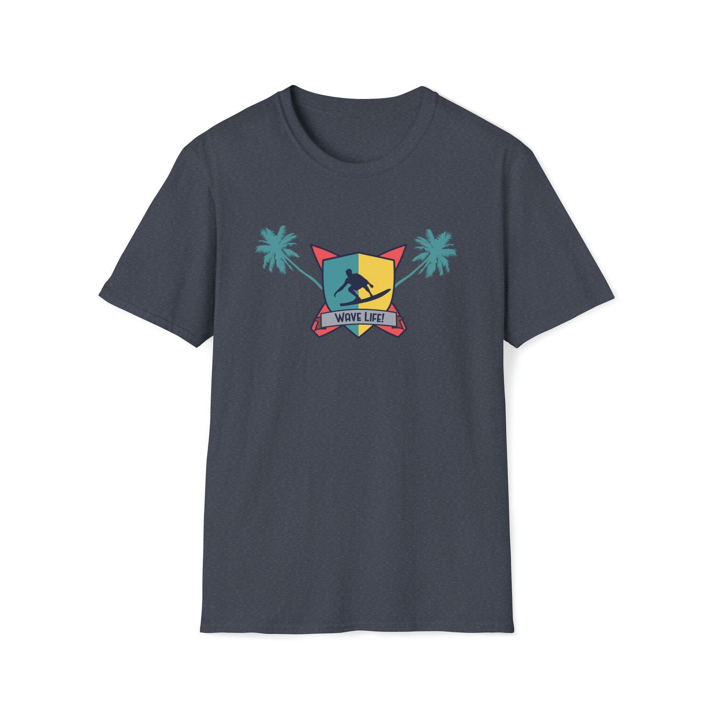 Wave Life Surfing |Beach Lifestyle Shirts | Summer Vibe Apparel Heather Navy