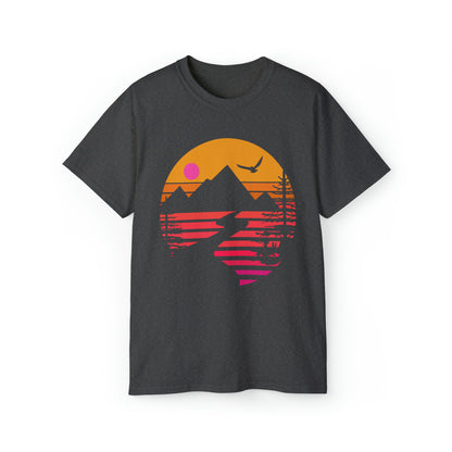 Mountain Stream Adventure Shirt | Hiking & Camping Tee | Nature-Inspired Outdoor Apparel Dark Heather