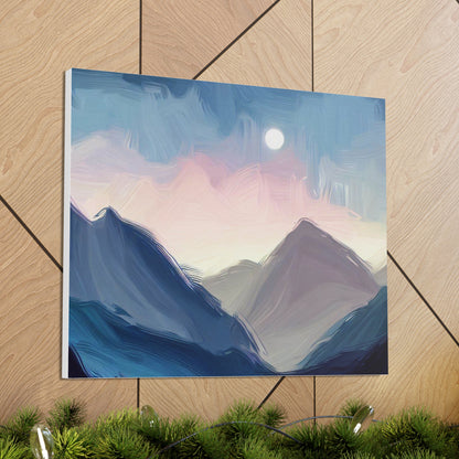 Mountain Wall Art, Moon Wall Art, Canvas Gallery Wraps, Moon Over Mountains