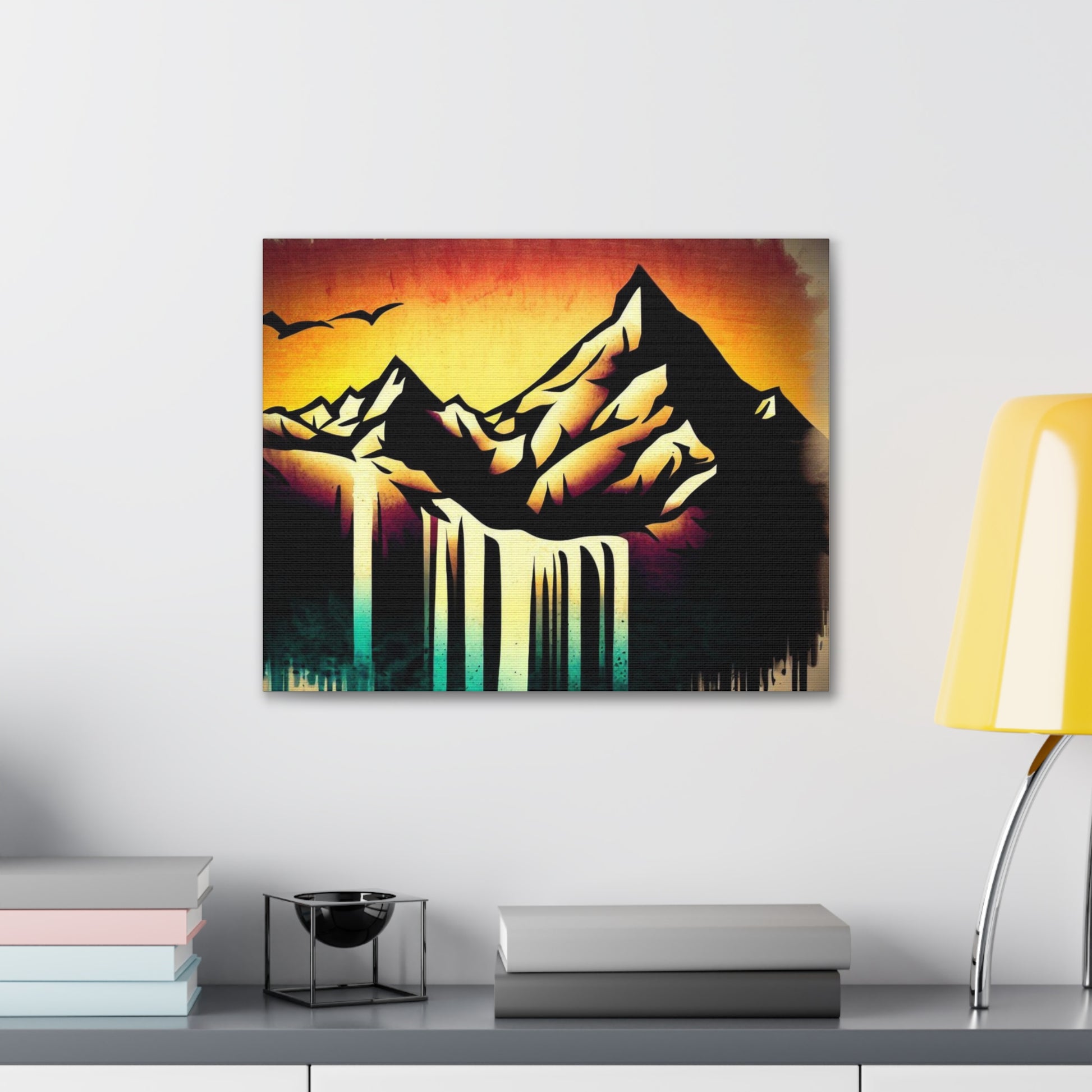 Mountain Waterfall, Graffiti art prints, Street art canvas, Urban art decor, Graffiti-style wall art, Graffiti canvas prints, Street art posters - SaviTraviDesigns