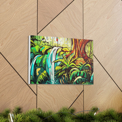 Rainforest Waterfall, Jungle Waterfall, Graffiti-inspired home decor, Modern street art prints, Graffiti wall art, Street art canvas art, Graffiti artist prints - SaviTraviDesigns