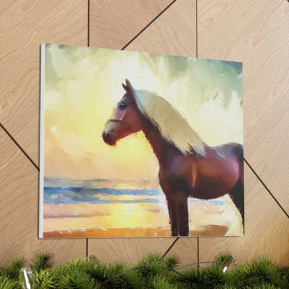 Horse wall art, beach wall art, ocean art, Canvas Gallery Wraps, Horse Beach, Sunset Beach - SaviTraviDesigns