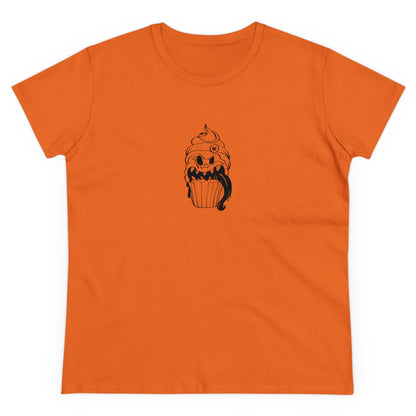 Ghoul Tongue Cupcake, Halloween Cupcake Designs, Halloween Graphic Shirts, Spooky Halloween Shirts, Cute Halloween Graphic Tees Orange