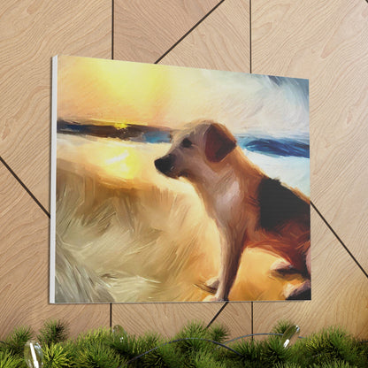 Dog wall art, beach wall art, ocean art, Canvas Gallery Wraps, Pet Beach - SaviTraviDesigns