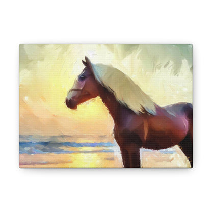 Horse wall art, beach wall art, ocean art, Canvas Gallery Wraps, Horse Beach, Sunset Beach - SaviTraviDesigns