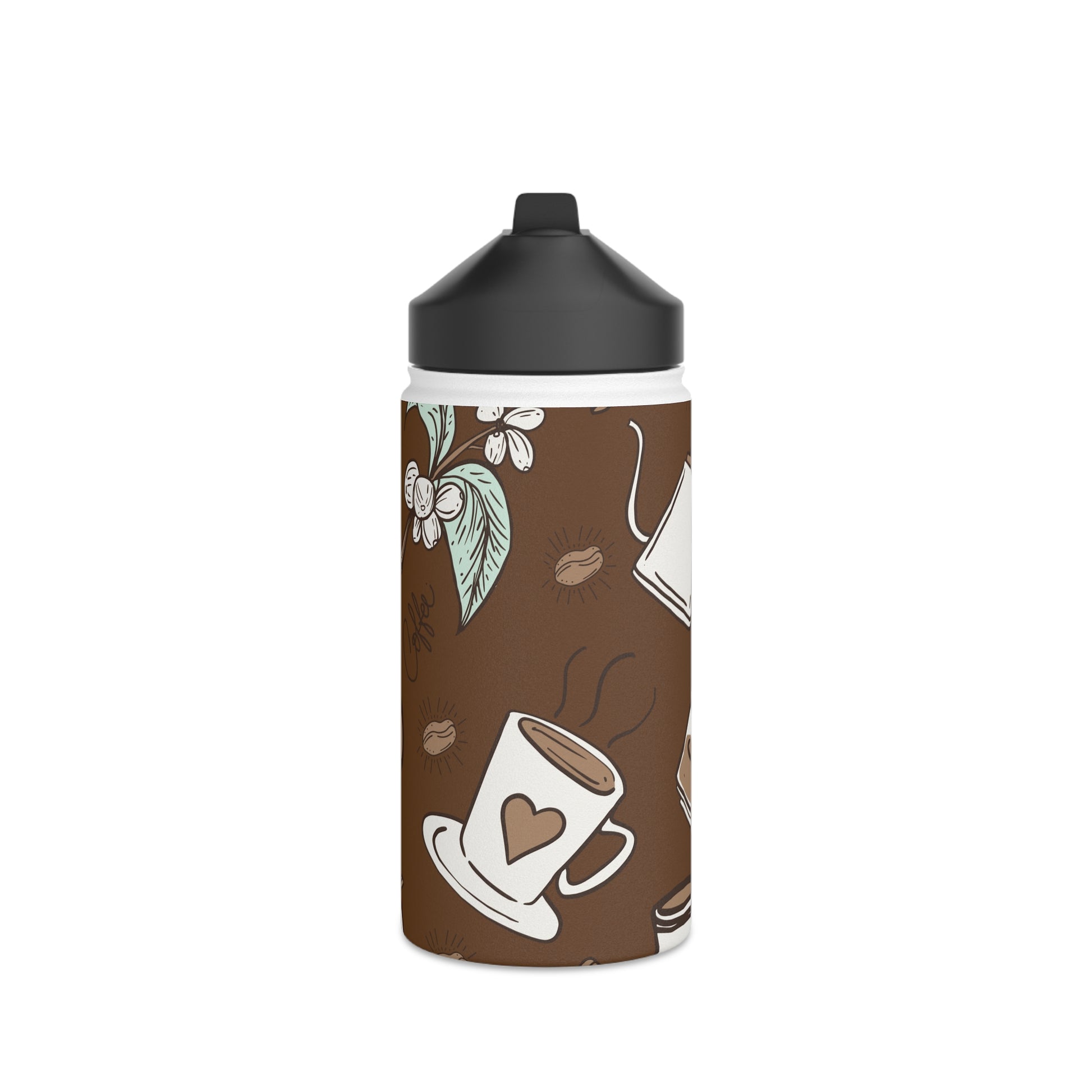 Coffee water bottle, Design water bottle, Stainless Steel Water Bottle, Standard Lid - SaviTraviDesigns