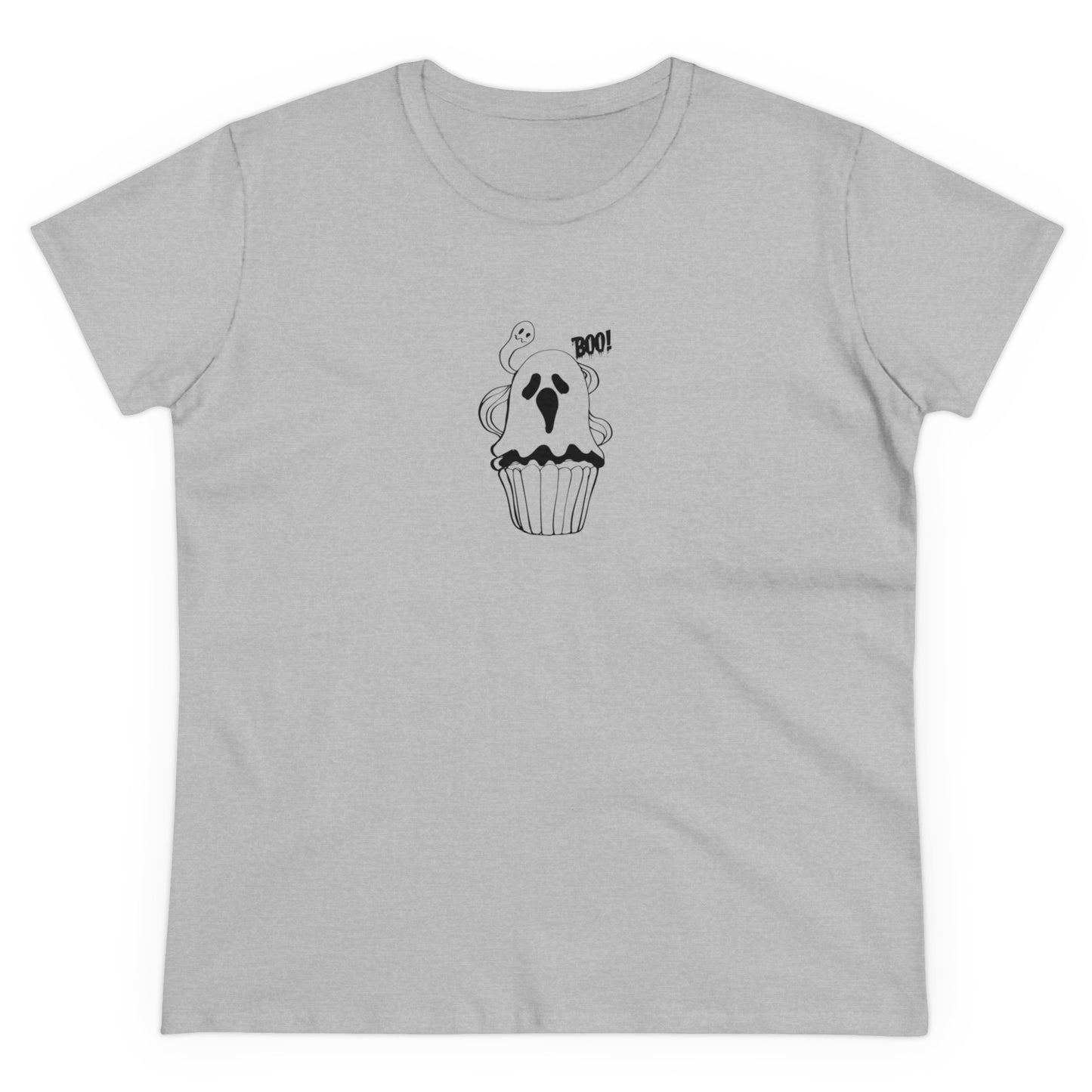 Cute Ghost Cupcake, Halloween Cupcake Designs, Halloween Graphic Shirts, Spooky Halloween Shirts, Cute Halloween Graphic Tees Sport Grey