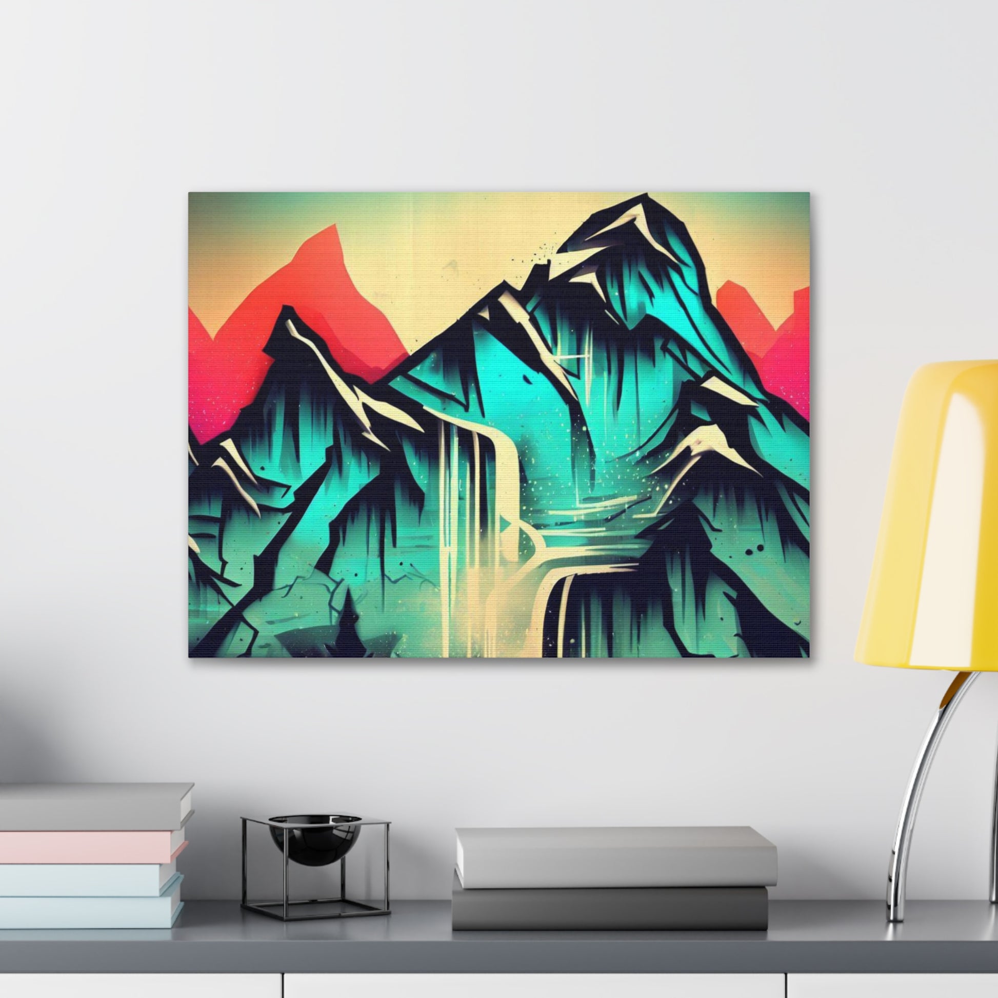 Blue Mountain, Mountain Sunset, Graffiti-inspired home decor, Modern street art prints, Graffiti wall art, Street art canvas art, Graffiti artist prints - SaviTraviDesigns