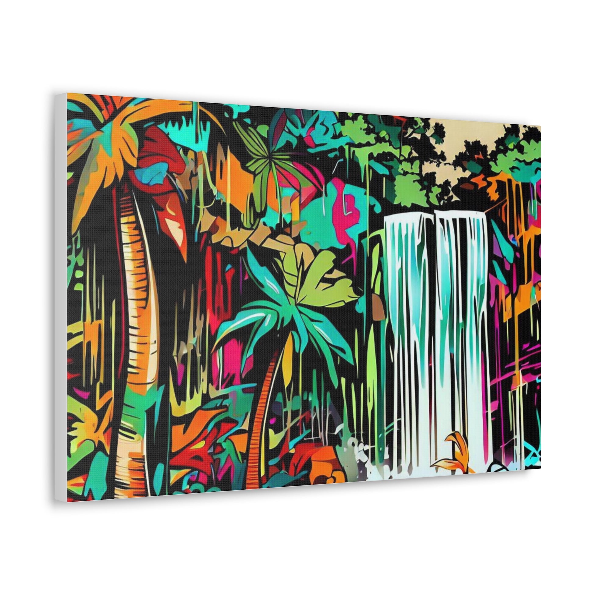 Jungle Waterfall, Rainforest Waterfall, Graffiti-inspired home decor, Modern street art prints, Graffiti wall art, Street art canvas art, Graffiti artist prints - SaviTraviDesigns