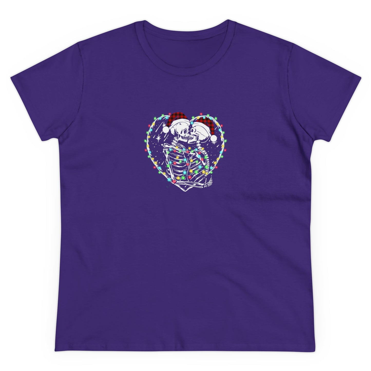 Skeleton Christmas, Skeleton Heart, Skeleton Love, Christmas Graphic Shirts, Festive Holiday T-Shirts, Ugly Christmas Sweater Tees Purple