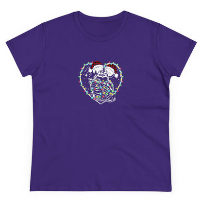 Skeleton Christmas, Skeleton Heart, Skeleton Love, Christmas Graphic Shirts, Festive Holiday T-Shirts, Ugly Christmas Sweater Tees Purple