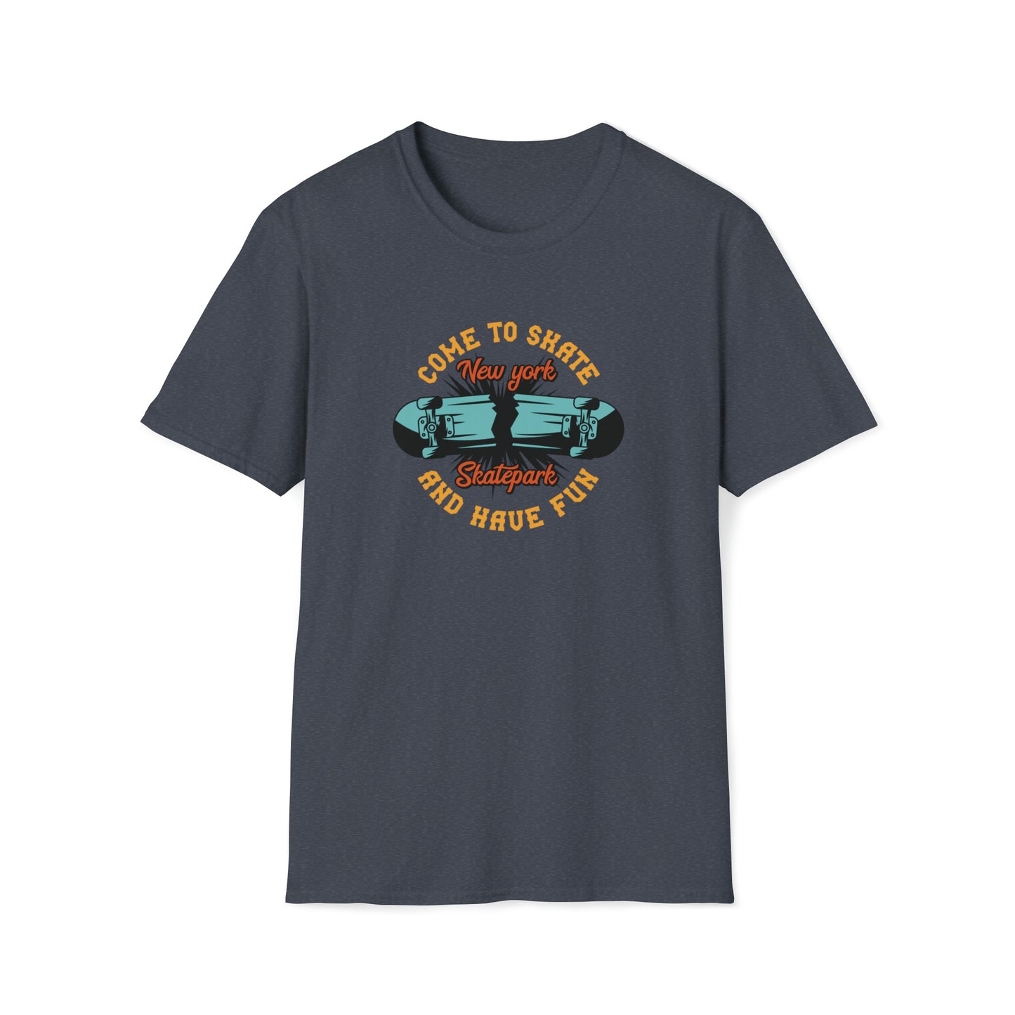 Come To Skate New York Skate |Beach Lifestyle Shirts | Summer Vibe Apparel Heather Navy