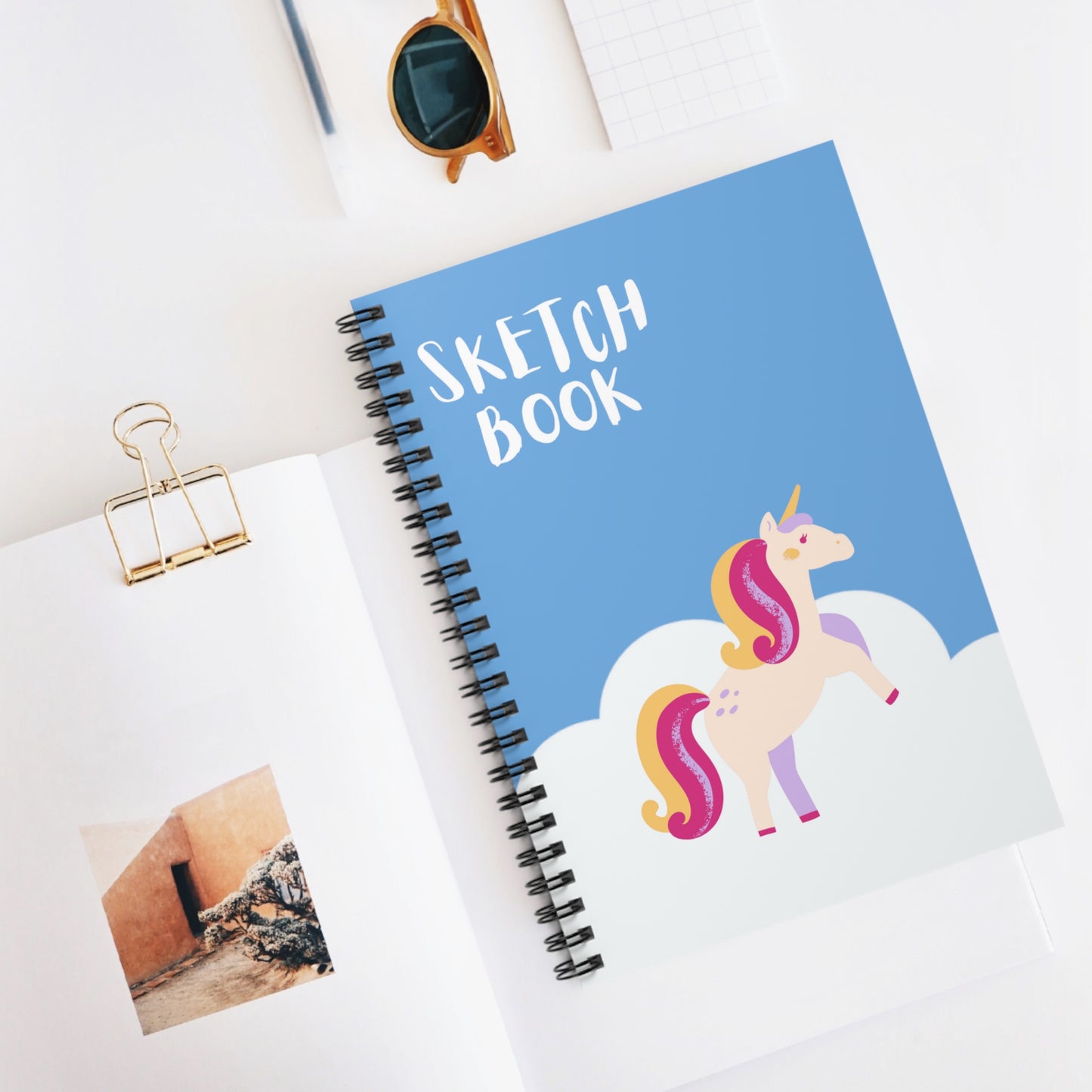 Unicorn Notebook, Sketch Book, Spiral Notebook, Ruled Line, Blue Unicorn, Workout Journal - SaviTraviDesigns