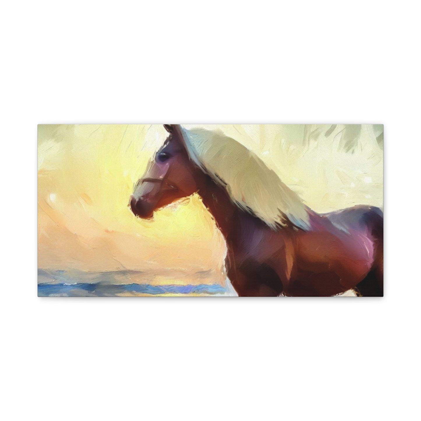 Horse wall art, beach wall art, ocean art, Canvas Gallery Wraps, Horse Beach, Sunset Beach - SaviTraviDesigns