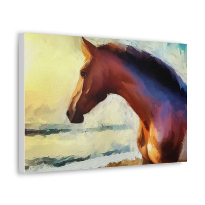 Horse wall art, beach art, ocean art, Canvas Gallery Wraps, Horse Beach, Sunset Beach - SaviTraviDesigns