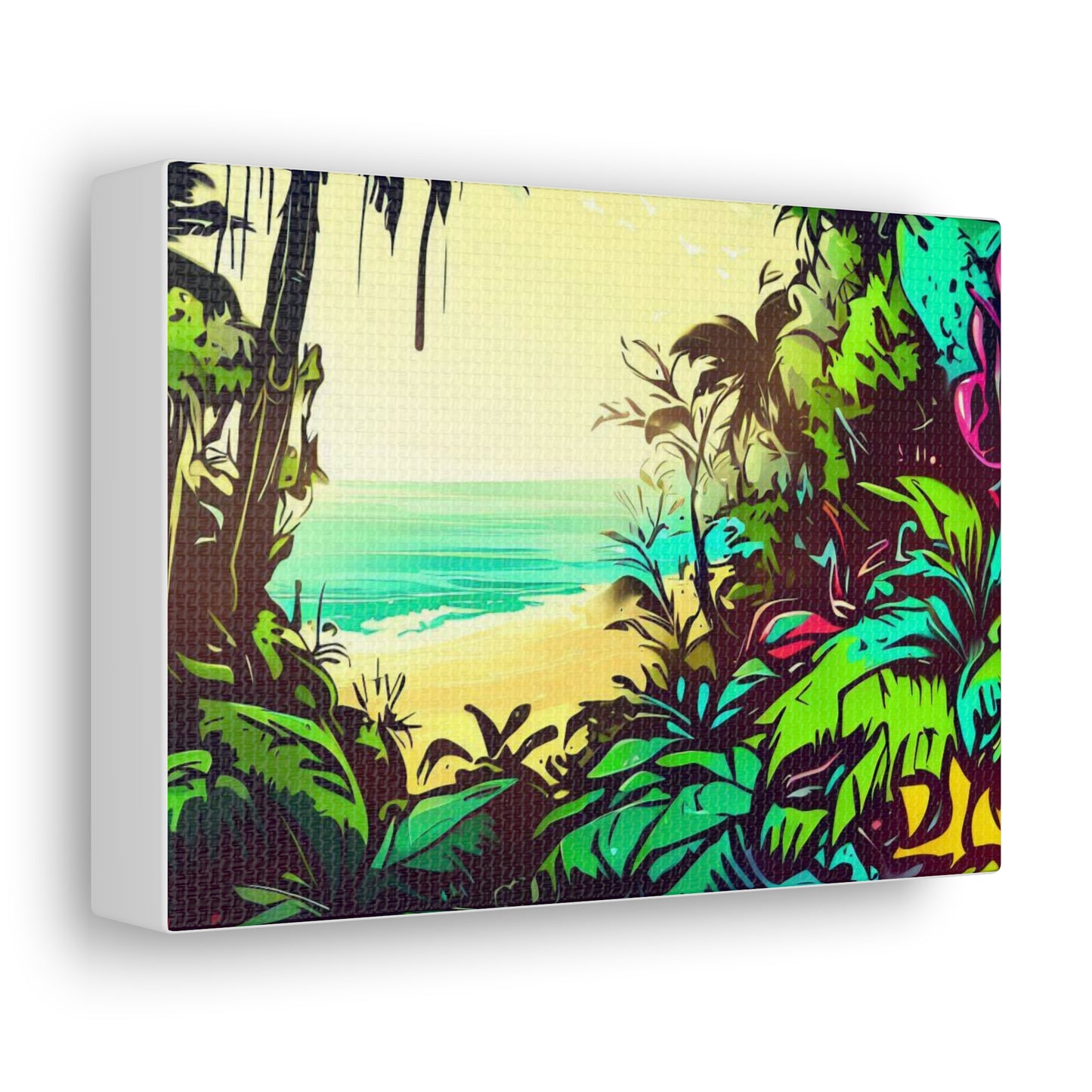 Jungle Beach, Rainforest Ocean, Graffiti-inspired home decor, Modern street art prints, Graffiti wall art, Street art canvas art, Graffiti artist prints - SaviTraviDesigns