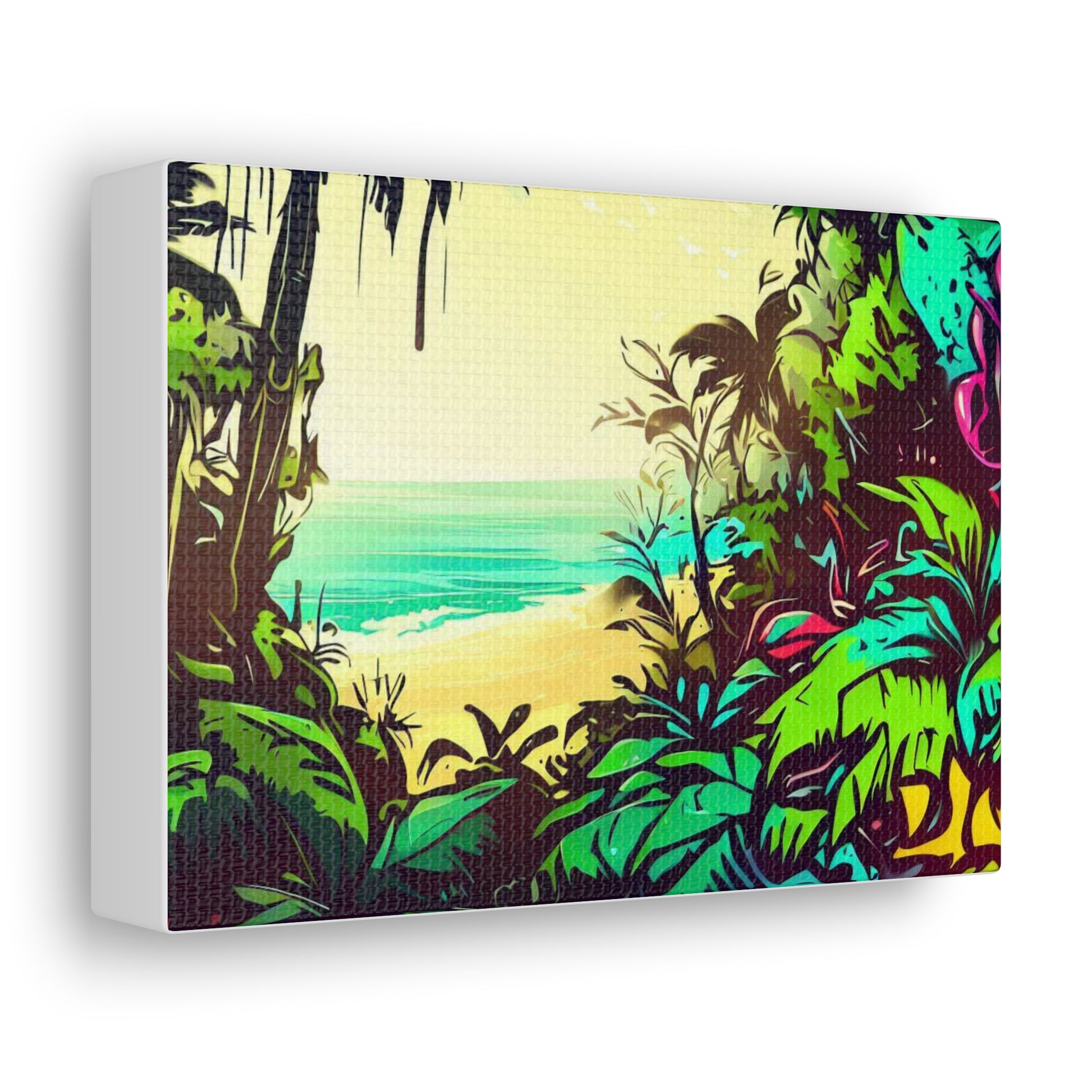 Jungle Beach, Rainforest Ocean, Graffiti-inspired home decor, Modern street art prints, Graffiti wall art, Street art canvas art, Graffiti artist prints - SaviTraviDesigns