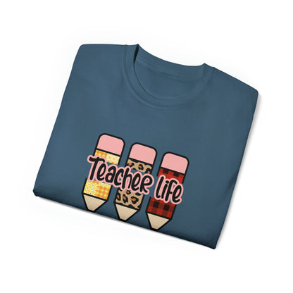 Teacher Life, Teacher Pencil, Teacher Graphic Design Shirts, Educator T-Shirt Designs, Classroom Theme Shirts, Inspirational Teacher Tees, Teacher Appreciation Shirts - SaviTraviDesigns